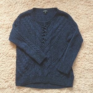 Express‎ Royal Blue Lace Up Knit Women's Sweater S